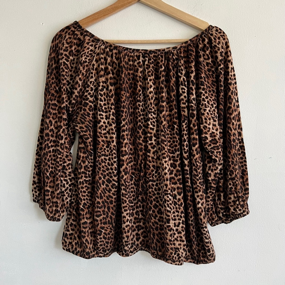 Michael Kors black leopard print Blouse, XL, Brown